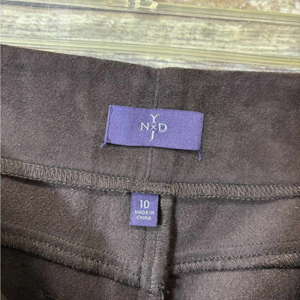 NYDJ Faux Suede Leggings Brown 10 Pull‎ On Skinny Stretch - Picture 4 of 5